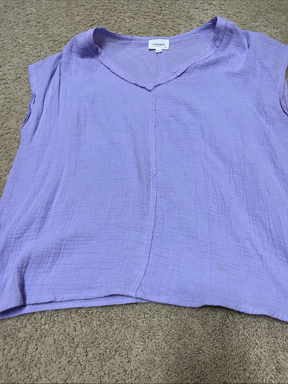 Andree Lilac Gauze V-Neck Tank Top
